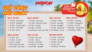 Vé máy bay 0 đồng ngập tràn đường bay Vietjet trong chương trình khuyến mãi đầu tháng 9