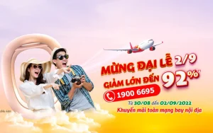 Ưu đãi Vietjet Air giảm tới 92% dịp lễ Quốc khánh cực sốc