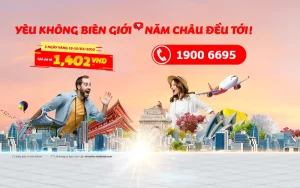 Vietjet ưu đãi vé máy bay 1402đ dịp Valentine 142