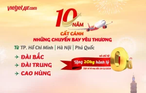 Vietjet Air miễn phí 20kg hành lý ký gửi đường bay Đài Loan